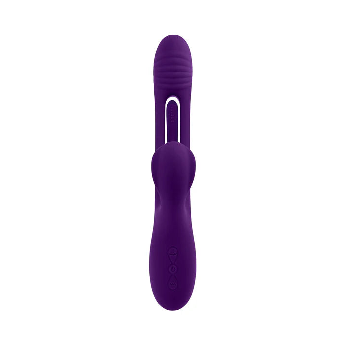 PB The Thrill Rechargeable Silicone Dual Stim Vibrator w/ Flapper Acai