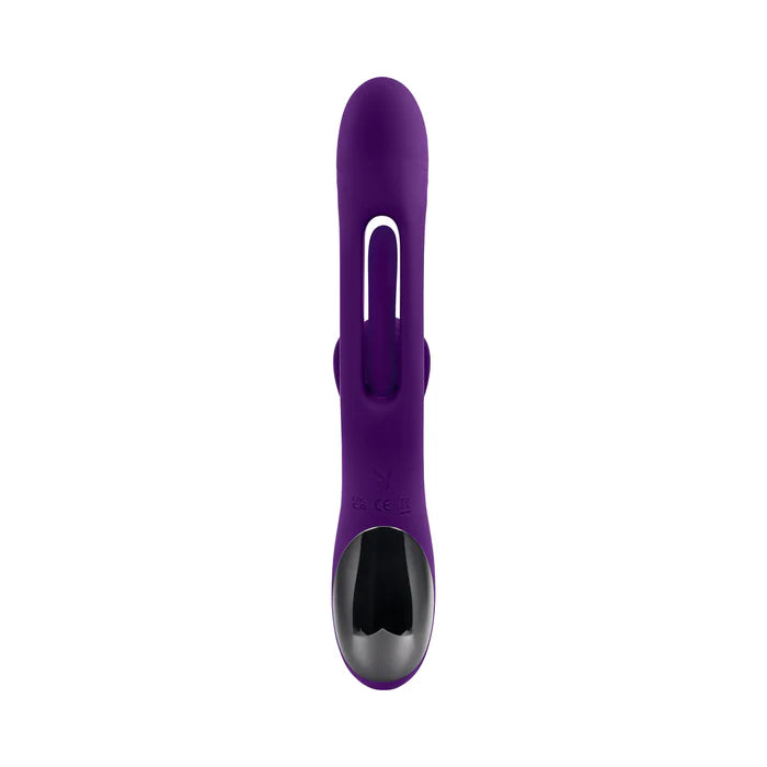 PB The Thrill Rechargeable Silicone Dual Stim Vibrator w/ Flapper Acai