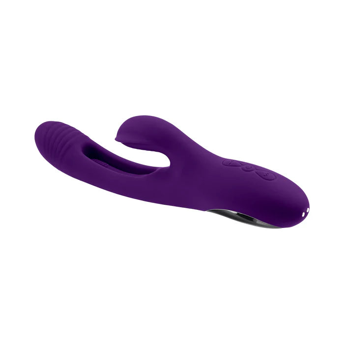 PB The Thrill Rechargeable Silicone Dual Stim Vibrator w/ Flapper Acai