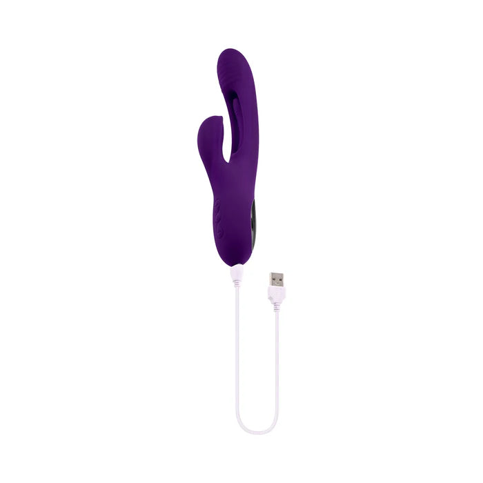 PB The Thrill Rechargeable Silicone Dual Stim Vibrator w/ Flapper Acai