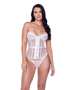 Fantasy Scalloped Eyelash Lace Bustier & Thong White