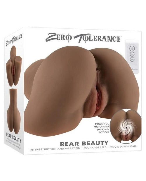 Rear Beauty Rechargeable Dual Vibrating Realistic Ass & Vagina - Chocolate