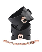 SS Sex & Mischief Brat Handcuffs - Black/Rose Gold