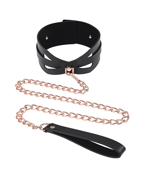 SS Sex & Mischief Brat Collar & Leash - Black/Rose Gold