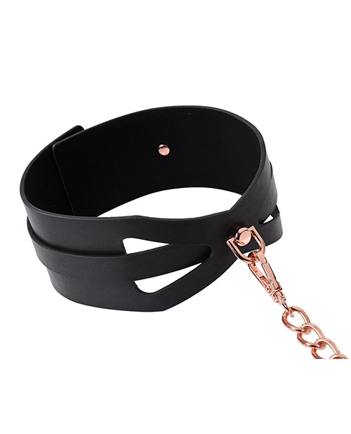 SS Sex & Mischief Brat Collar & Leash - Black/Rose Gold