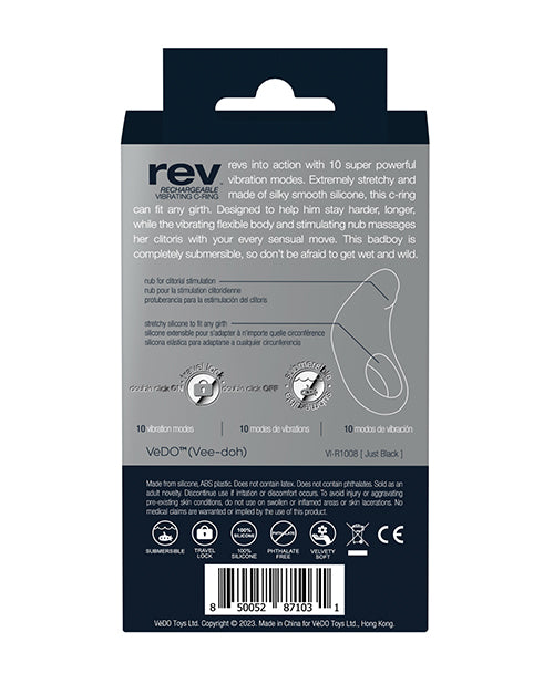 VeDO Rev Rechargeable Vibrating C-Ring Black