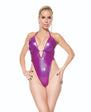 Darque PVC Halter Teddy w/Adjustable Straps - Purple O/S