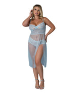Blue Sky Long Chemise & Boy Short Panty - Light Blue QN