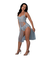 Blue Sky Long Chemise & Boy Short Panty - Light Blue