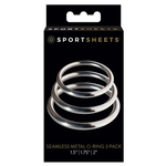 SS METAL O RING COCK RING 3PK - SILVER