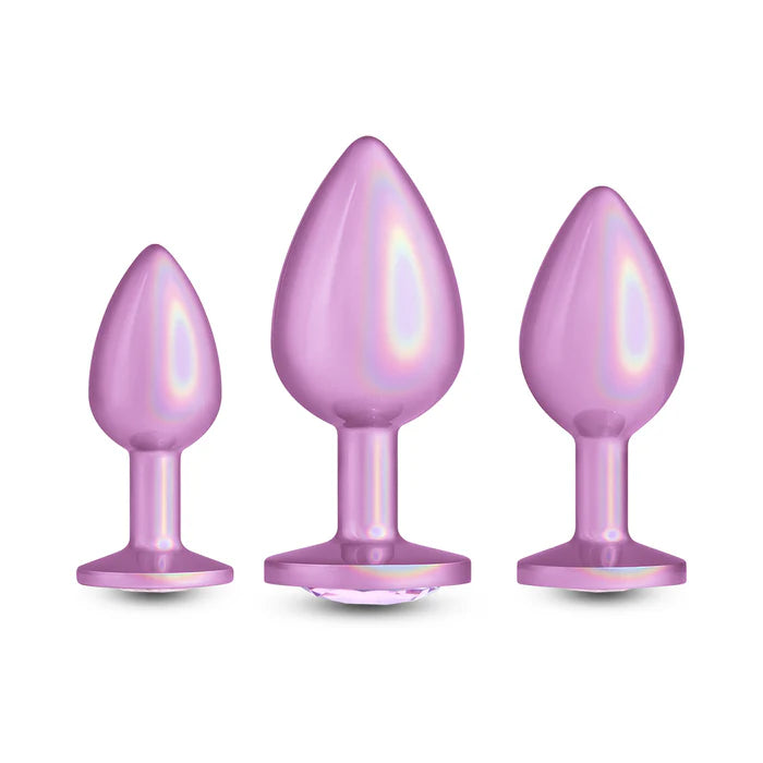 Rear Assets 3-Piece Metal Plug Kit Iridescent Pink w/ Pink Gem