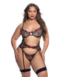 Queen Blossom Beauty 3 pc Garter Set - Black/Red