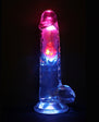 RealRock Wireless Rechargeable Remote Control LED Vibrating 8 in. Dildo with Balls Clear
