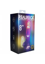 RealRock Wireless Rechargeable Remote Control LED Vibrating 8 in. Dildo with Balls Clear