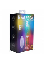 RealRock Wireless Rechargeable Remote Control LED Vibrating 6 in. Dildo Clear