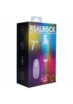 RealRock Wireless Rechargeable Remote Control LED Vibrating 7 in. Dildo Clear