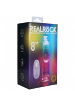 RealRock Wireless Rechargeable Remote Control LED Vibrating 8 in. Dildo Clear