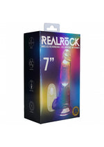 RealRock Wireless Rechargeable Remote Control LED Vibrating 7 in. Dildo with Balls Clear