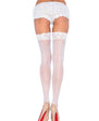 Lace Top Sheer Back Seam Thigh High O/S