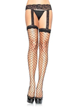 Fence Net Garter Belt Stocking Black O/S