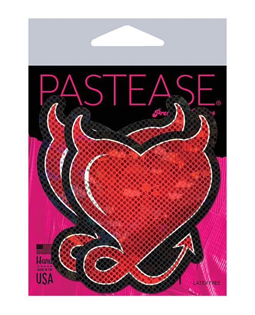 Pastease Devil Glitter Hearts w/Horns & Tail - Red O/S