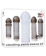 Adam & Eve Vibrating Penis Sleeve Kit - Smoke/Clear