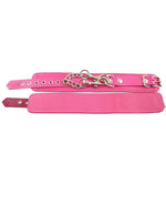Rouge Plain Leather Adjustable Ankle Cuffs - Pink