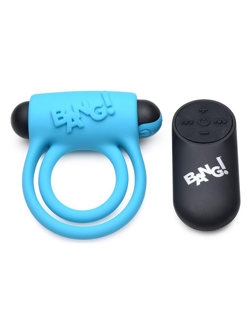 Bang! Silicone Rechargeable Cock Ring and Bullet with Remote Control