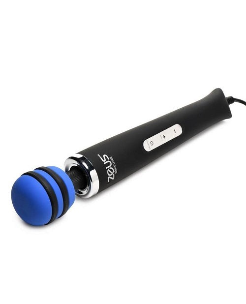 Zeus Electrosex E-Stim Vibrating Silicone Wand Massager - Black/Blue