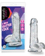 Naturally Yours Glitter Dildo With Balls 6in - Clear