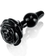 Icicles No. 77 Hand Blown Glass Rose Butt Plug - Black