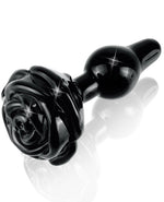 Icicles No. 77 Hand Blown Glass Rose Butt Plug - Black