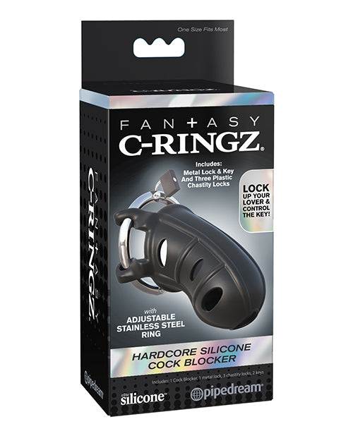 Fantasy C-Ringz Hardcore Silicone Cock Blocker - Black