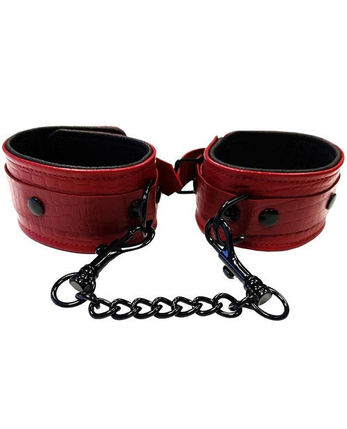 Rouge Anaconda Adjustable Wrist Cuffs - Burgundy