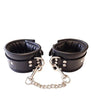 Rouge Padded Leather Adjustable Wrist Cuffs - Black