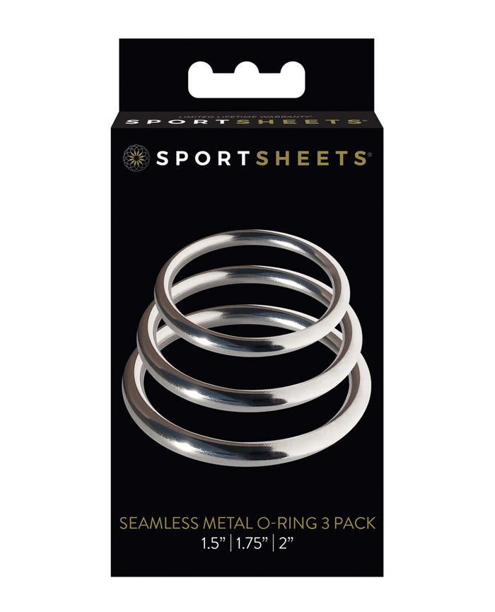 SS Metal O Ring Cock Ring 3Pk - Silver