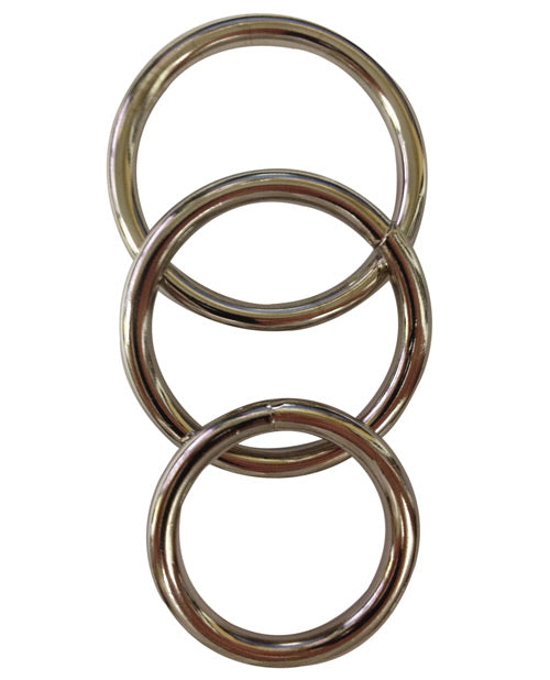SS Metal O Ring Cock Ring 3Pk - Silver