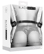 Ouch! Black & White Bonded Leather Hand Cuffs w/ Handle Blk