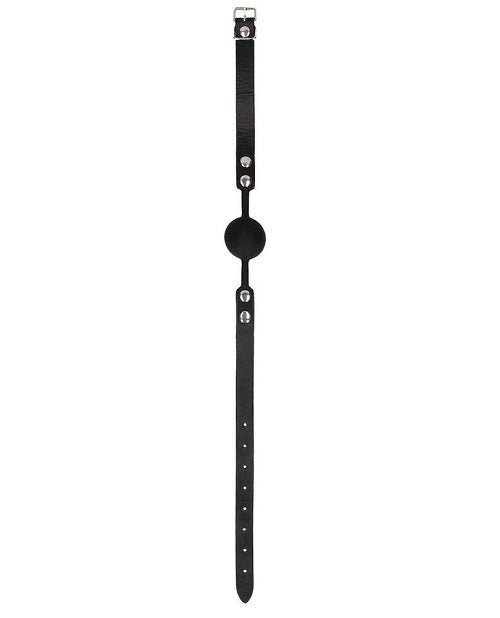 Ouch! Silicone Ball Gag with Adjustable Bonded Leather Straps - Black