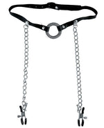 Fetish Fantasy Series O Ring Gag w/Nipple Clamps