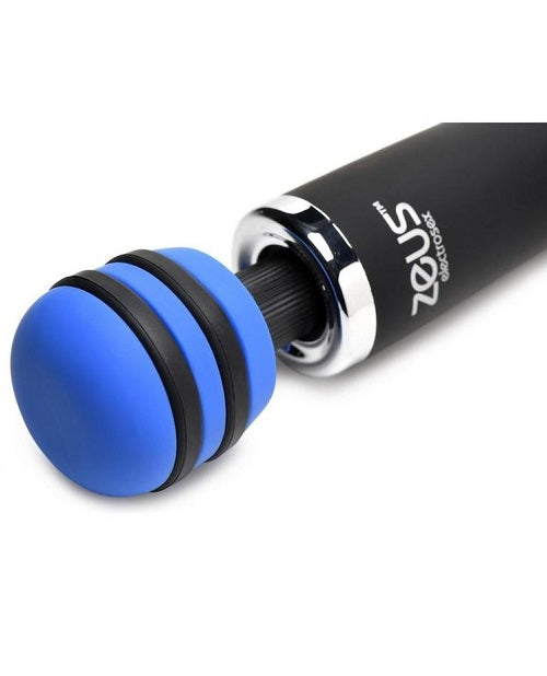 Zeus Electrosex E-Stim Vibrating Silicone Wand Massager - Black/Blue