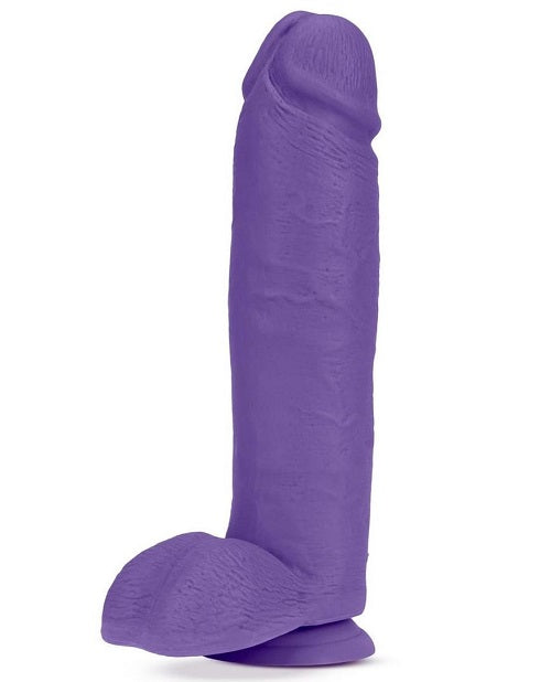 Au Naturel Bold - Huge Dildo with Suction Cup and Balls - 10in Purple