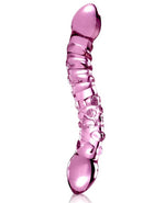 Icicles No. 55 - Double-Sided Textured Glass Dildo 9in - Pink