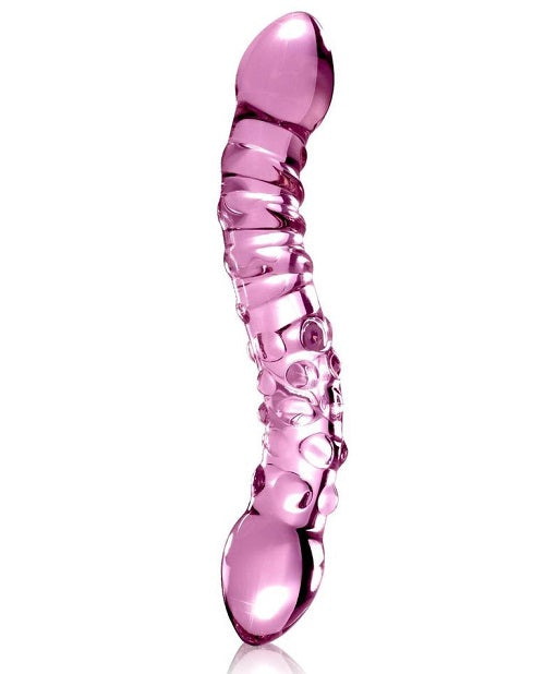 Icicles No. 55 - Double-Sided Textured Glass Dildo 9in - Pink