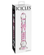 Icicles No. 6 - Textured Glass Dildo 8.5in - Clear/Pink