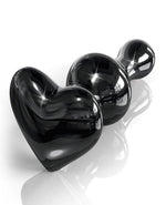 Icicles No 74 Beaded Heart Shaped Glass Anal Plug - Black