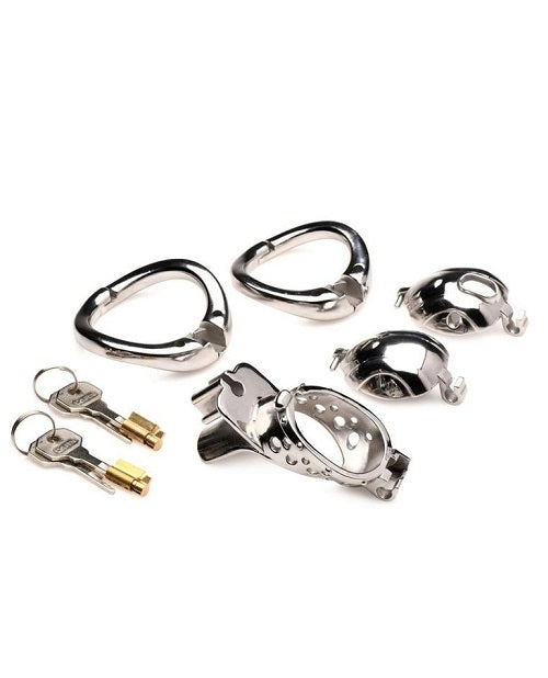 Master Series - Entrapment Deluxe Locking Chastity Cage - Silver