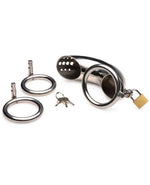 Master Series - Locking Stainless Steel Chastity Cage with 3 Rings