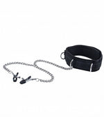 Velcro Collar With Nipple Clamps - With Adjustable Straps