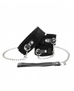 Velcro Collar With Leash And Hand Cuffs - With Adjustable Straps